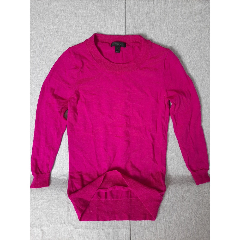 J. Crew Women's XS Hot Pink Pure Merino Wool Roundneck Pullover Sweater
